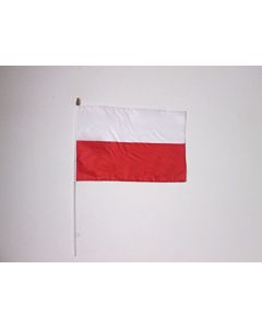 DRAPEAU POLOGNE 45x30cm HAMPE blanche - LOT DE 10 DRAPEAUX POLONAIS 30 x 45 cm