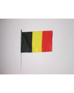 DRAPEAU BELGIQUE 45x30cm HAMPE blanche - LOT DE 10 DRAPEAUX BELGE 30 x 45 cm