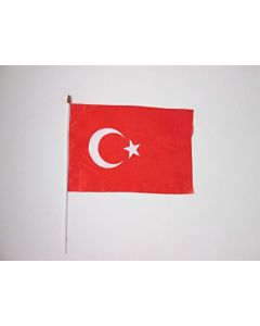 DRAPEAU TURQUIE 45x30cm HAMPE blanche - LOT DE 10 DRAPEAUX TURC 30 x 45 cm