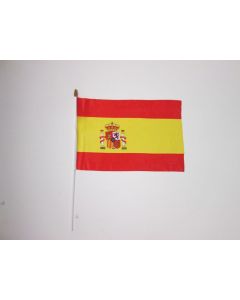 DRAPEAU ESPAGNE 45x30cm HAMPE blanche - LOT DE 10 DRAPEAUX ESPAGNOL 30 x 45 cm