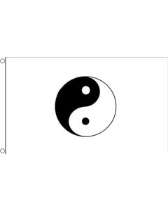 DRAPEAU YIN ET YANG BLANC 150x90cm - DRAPEAU CHINOIS - CHINE 90 x 150 cm - DRAPEAUX