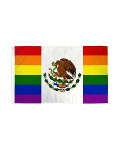 DRAPEAU MEXIQUE ARC-EN-CIEL 150x90cm - DRAPEAU MEXICAIN GAY 90 x 150 cm - DRAPEAUX