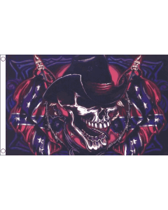 DRAPEAU TÊTE DE MORT COWBOY SUDISTE 150x90cm - DRAPEAU PIRATE 90 x 150 cm - DRAPEAUX