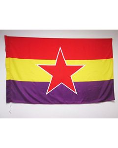 DRAPEAU ESPAGNOL RÉPUBLICAIN ARMÉE POPULAIRE 150x90cm - DRAPEAU ESPAGNE RÉPUBLICAINE 90 x 150 cm Fourreau pour hampe