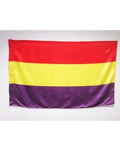 DRAPEAU ESPAGNOL RÉPUBLICAIN 150x90cm en SATIN - DRAPEAU ESPAGNE RÉPUBLICAINE 90 x 150 cm Fourreau pour hampe