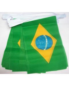 GUIRLANDE 6 mètres 20 DRAPEAUX BRÉSIL 21x15 cm - DRAPEAU BRÉSILIEN 15 x 21 cm