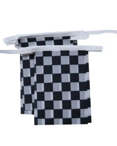 GUIRLANDE 6 mètres 20 DRAPEAUX À DAMIER NOIR ET BLANC 21x15 cm - DRAPEAU POUR LA COURSE AUTOMOBILE 15 x 21 cm