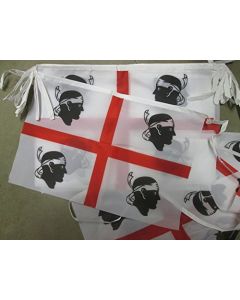 GUIRLANDE 12 mètres 20 DRAPEAUX SARDAIGNE 45x30 cm - DRAPEAU SARDE 30 x 45 cm