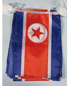 GUIRLANDE 12 mètres 20 DRAPEAUX CORÉE DU NORD 45x30 cm - DRAPEAU NORD CORÉEN 30 x 45 cm