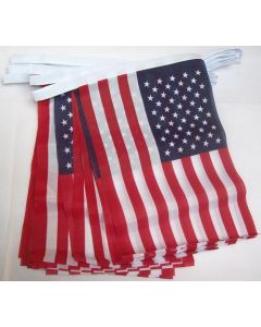 GUIRLANDE 12 mètres 20 DRAPEAUX ETATS-UNIS 45x30 cm - DRAPEAU AMÉRICAIN 30 x 45 cm
