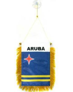 FANION ARUBA 15x10cm - Mini drapeau ARUBAIS 10 x 15 cm spécial voiture - Bannière