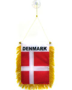 FANION DANEMARK 15x10cm - Mini drapeau DANOIS 10 x 15 cm spécial voiture - Bannière