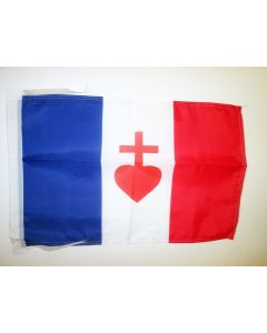 DRAPEAU FRANCE SACRÉ C?UR DE JÉSUS 45x30cm - PAVILLON FRANÇAIS CATHOLIQUE 30 x 45 cm haute qualité