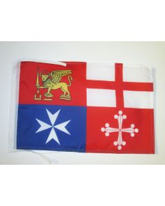 DRAPEAU ITALIE 4 RÉPUBLIQUES MARITIMES 45x30cm - PAVILLON NAVAL ITALIEN 30 x 45 cm haute qualité