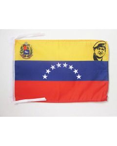 DRAPEAU VENEZUELA AVEC HUGO CHAVEZ 45x30cm - PAVILLON VENEZUELIEN 30 x 45 cm haute qualité