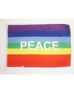 DRAPEAU ARC-EN-CIEL PEACE 45x30cm - PAVILLON PAIX RAINBOW 30 x 45 cm haute qualité