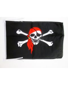 DRAPEAU PIRATE FOULARD ROUGE 45x30cm - PAVILLON CORSAIRE AVEC BANDANA 30 x 45 cm haute qualité