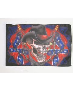 DRAPEAU TÊTE DE MORT COWBOY SUDISTE 45x30cm - PAVILLON PIRATE 30 x 45 cm haute qualité