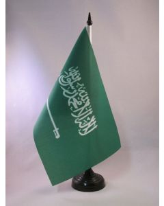DRAPEAU DE TABLE ARABIE SAOUDITE 21x14cm - PETIT DRAPEAUX DE BUREAU SAOUDIEN 14 x 21 cm