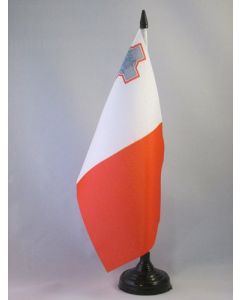 DRAPEAU DE TABLE MALTE 21x14cm - PETIT DRAPEAUX DE BUREAU MALTAIS 14 x 21 cm
