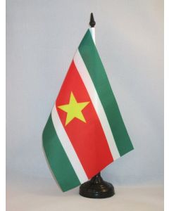 DRAPEAU DE TABLE SURINAME 21x14cm - PETIT DRAPEAUX DE BUREAU SURINAMIEN 14 x 21 cm