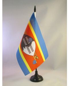 DRAPEAU DE TABLE SWAZILAND 21x14cm - PETIT DRAPEAUX DE BUREAU SWAZI 14 x 21 cm