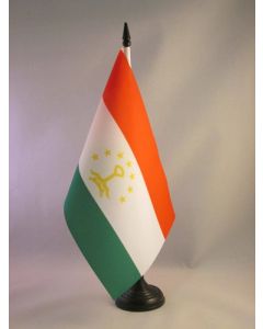 DRAPEAU DE TABLE TADJIKISTAN 21x14cm - PETIT DRAPEAUX DE BUREAU TADJIK 14 x 21 cm