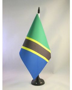 DRAPEAU DE TABLE TANZANIE 21x14cm - PETIT DRAPEAUX DE BUREAU TANZANIEN 14 x 21 cm