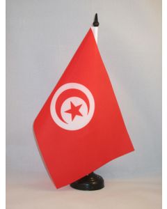 DRAPEAU DE TABLE TUNISIE 21x14cm - PETIT DRAPEAUX DE BUREAU TUNISIEN 14 x 21 cm