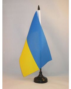 DRAPEAU DE TABLE UKRAINE 21x14cm - PETIT DRAPEAUX DE BUREAU UKRAINIEN 14 x 21 cm