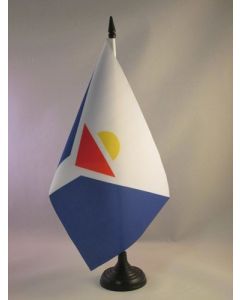 DRAPEAU DE TABLE SAINT-MARTIN 21x14cm - PETIT DRAPEAUX DE BUREAU DE L?ÎLE DE SAINT-MARTIN - FRANCE 14 x 21 cm