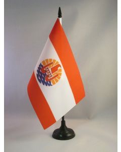 DRAPEAU DE TABLE POLYNÉSIE FRANÇAISE 21x14cm - PETIT DRAPEAUX DE BUREAU POLYNÉSIEN - FRANCE 14 x 21 cm