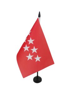 DRAPEAU DE TABLE COMMUNAUTÉ DE MADRID 21x14cm - PETIT DRAPEAUX DE BUREAU MADRILÈNE - ESPAGNE 14 x 21 cm