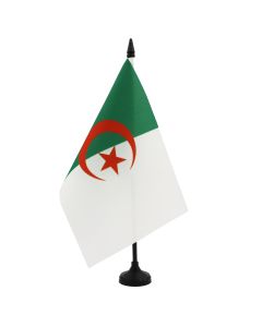 DRAPEAU DE TABLE ALGÉRIE 21x14cm - PETIT DRAPEAUX DE BUREAU ALGÉRIEN 14 x 21 cm