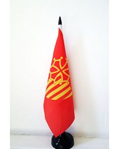 DRAPEAU DE TABLE LANGUEDOC-ROUSSILLON 21x14cm - PETIT DRAPEAUX 14 x 21 cm LANGUEDOCIEN - FRANCE - Bureau