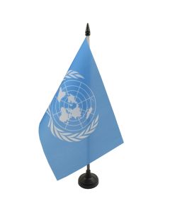 DRAPEAU DE TABLE ONU 21x14cm - PETIT DRAPEAUX 14 x 21 cm DES NATIONS UNIES - Bureau