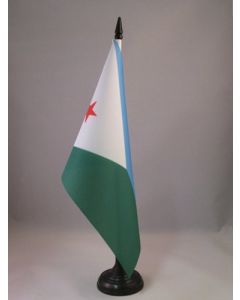 DRAPEAU DE TABLE DJIBOUTI 21x14cm - PETIT DRAPEAUX DE BUREAU DJIBOUTIEN 14 x 21 cm