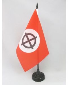 DRAPEAU DE TABLE CROIX CELTIQUE ROUGE 21x14cm - PETIT DRAPEAUX DE BUREAU CROIX NIMBÉE - CHRISTIANNISME 14 x 21 cm