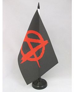 DRAPEAU DE TABLE ANARCHIE NOIR ET ROUGE 21x14cm - PETIT DRAPEAUX DE BUREAU ANARCHIQUE 14 x 21 cm