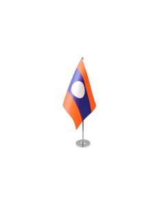 DRAPEAU DE TABLE prestige LAOS 22x15cm en SATIN - GRAND DRAPEAUX DE BUREAU LAOSIEN 15 x 22 cm