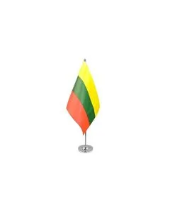 DRAPEAU DE TABLE prestige LITUANIE 22x15cm en SATIN - GRAND DRAPEAUX DE BUREAU LITUANIEN 15 x 22 cm