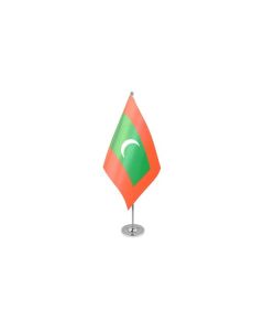 DRAPEAU DE TABLE prestige MALDIVES 22x15cm en SATIN - GRAND DRAPEAUX DE BUREAU MALDIVIEN 15 x 22 cm