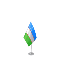 DRAPEAU DE TABLE prestige OUZBÉKISTAN 22x15cm en SATIN - GRAND DRAPEAUX DE BUREAU OUZBEK 15 x 22 cm