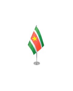 DRAPEAU DE TABLE prestige SURINAME 22x15cm en SATIN - GRAND DRAPEAUX DE BUREAU SURINAMIEN 15 x 22 cm