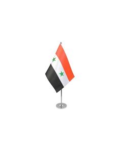 DRAPEAU DE TABLE prestige SYRIE 22x15cm en SATIN - GRAND DRAPEAUX DE BUREAU SYRIEN 15 x 22 cm