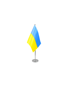 DRAPEAU DE TABLE prestige UKRAINE 22x15cm en SATIN - GRAND DRAPEAUX DE BUREAU UKRAINIEN 15 x 22 cm