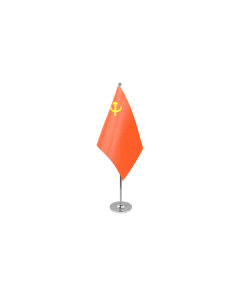 DRAPEAU DE TABLE prestige URSS 22x15cm en SATIN - GRAND DRAPEAUX DE BUREAU COMMUNISTE - RUSSIE 15 x 22 cm