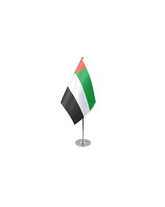 DRAPEAU DE TABLE prestige EMIRATS ARABES UNIS 22x15cm en SATIN - GRAND DRAPEAUX DE BUREAU ÉMIRATI 15 x 22 cm