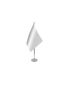DRAPEAU DE TABLE prestige UNICOLORE BLANC 22x15cm en SATIN - GRAND DRAPEAUX DE BUREAU DE COULEUR BLANCHE 15 x 22 cm