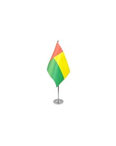DRAPEAU DE TABLE prestige GUINÉE-BISSAU 22x15cm en SATIN - GRAND DRAPEAUX DE BUREAU BISSAU-GUINÉEN 15 x 22 cm